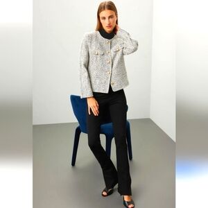 Derek Lam Gray Blazer with Gold Buttons